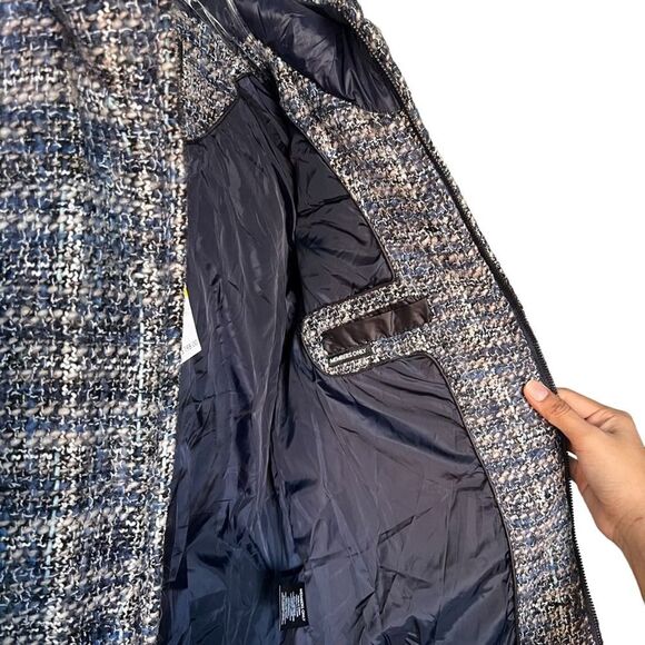 NWT Members Only Wool Blend Hooded Tweed Bomber Puff Jacket M - Picture 7 of 12